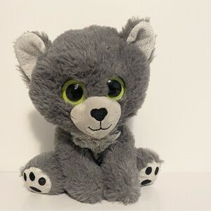 Walmart Gray Bear Plush Kid Connection Stuffed Animal Big Eyes Lovey 8”